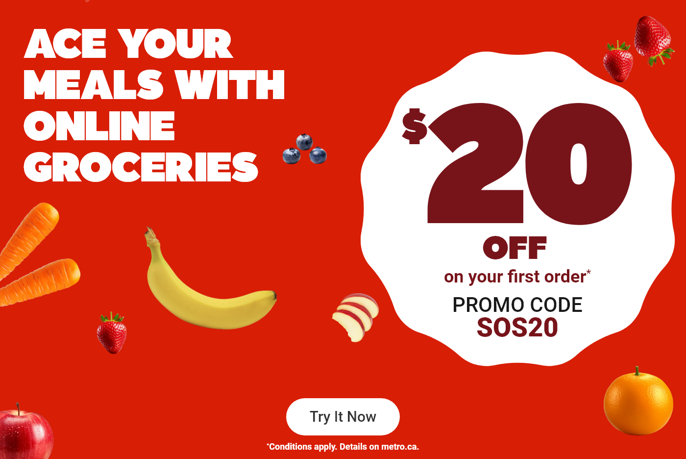 Ace your meals with online groceries. $20 OFF on your first order. Promo code: SOS20