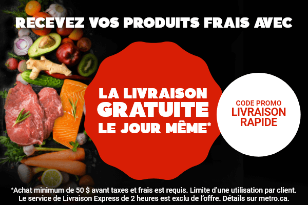 Recevez vos produits frais avec la livraison gratuite le jour même.* Code promo LIVRAISONRAPIDE