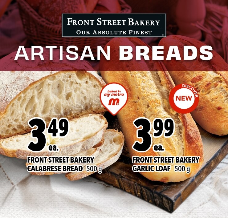 Front Street Bakery Artisan Breads: Calabrese Bread, Garlic Loaf