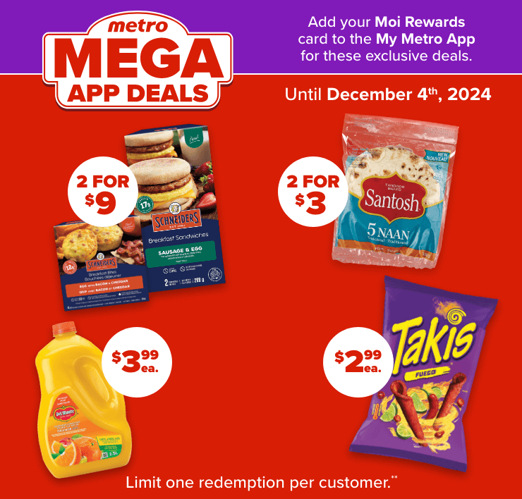 metro MEGA APP DEALS - Add your Moi Rewards car to the My Metro App for these exclusive deals.