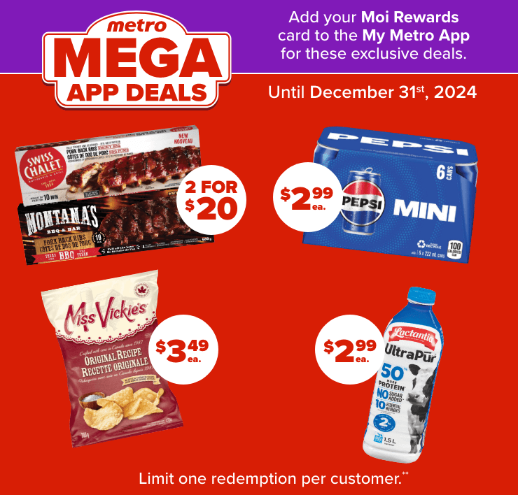 metro MEGA APP DEALS - Add your Moi Rewards car to the My Metro App for these exclusive deals.