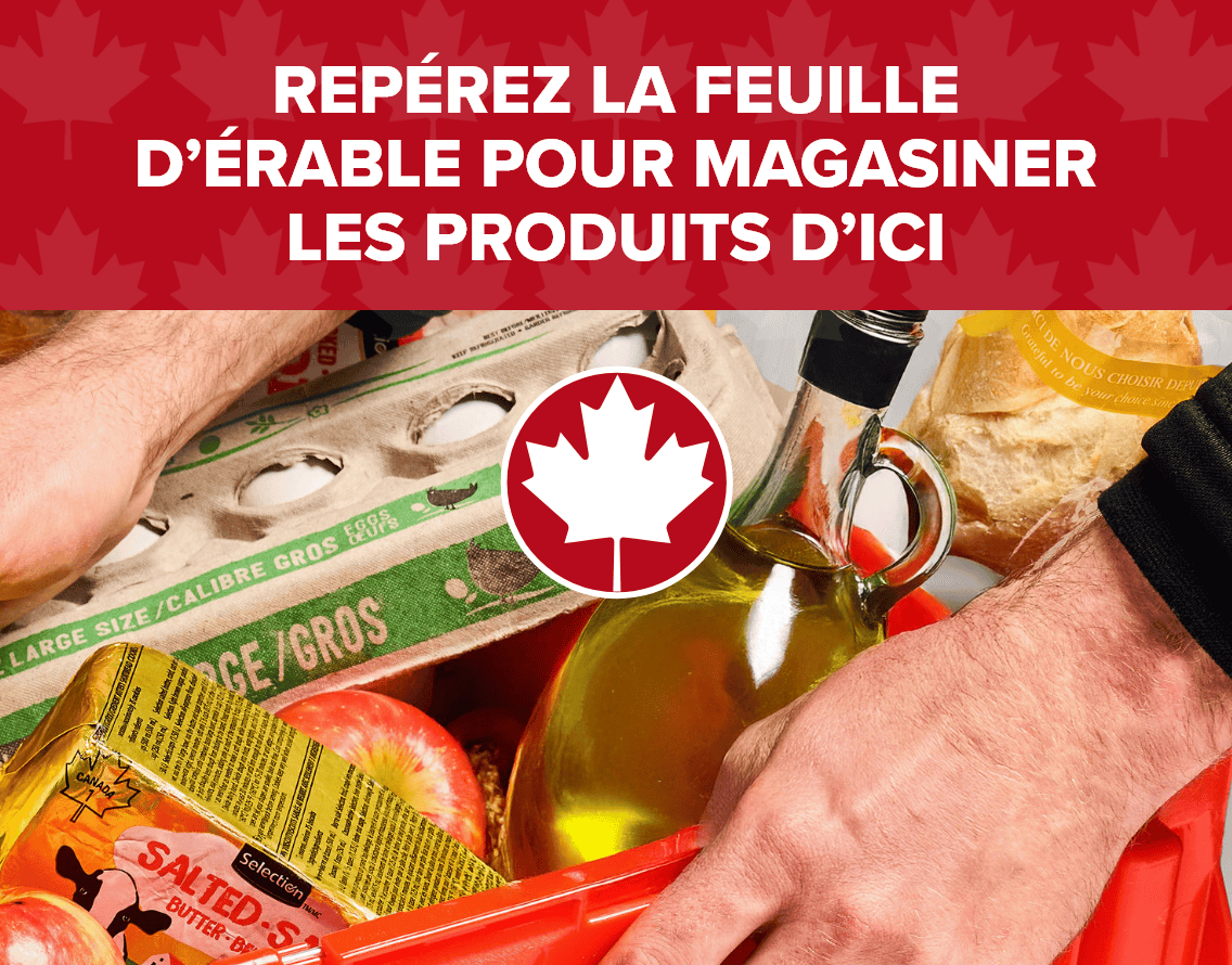 Repérez la feuille d'érable pour magasiner les produits d'ici