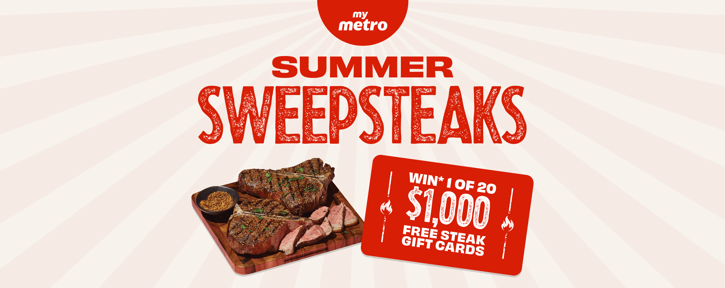 my metro - Summer Sweepsteaks: Win 1 of 20 $1,000 free steak gift cards