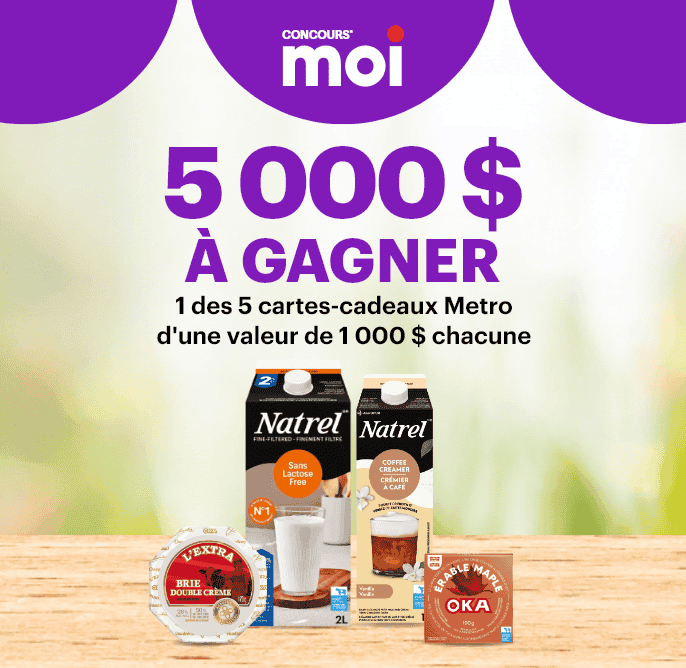 Concours* moi - À GAGNER 1 des 5 cartes-cadeaux Metro d'une valeur de 1000 $ chacune