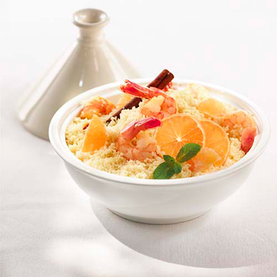 Couscous with Shrimp and Clementines