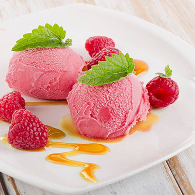 Fresh honey and raspberry sorbet