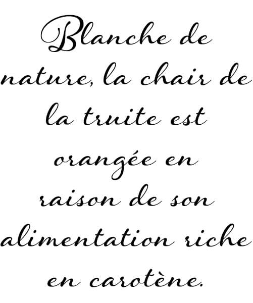 Blanche de nature, la chair de la truite est orangée en raison de son alimentation riche en carotène.