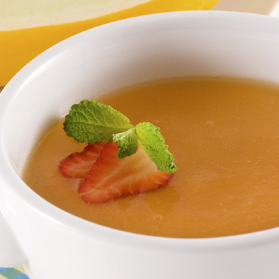 Cantaloupe Soup and Grilled Strawberries