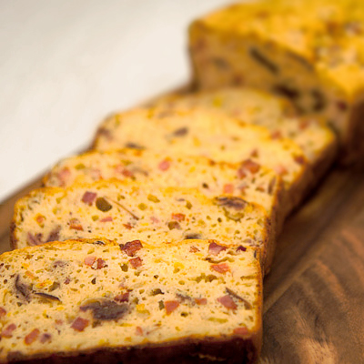 Savory Cake with Dates, Chorizo and Orange