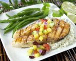 Grilled Salmon Steaks with Mango Salsa