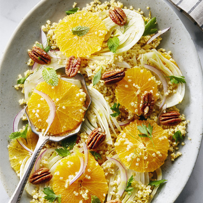 Shaved Fennel, Orange, Candied Pecans and Toasted Millet