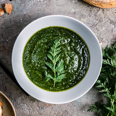 Low Waste Carrot Top Pesto