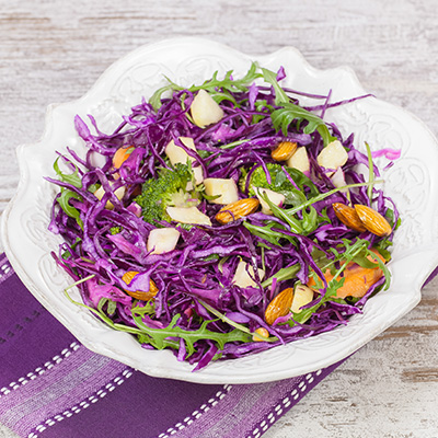 Red Cabbage and Sir Laurier d'Arthabaska cheese Salad with Walnut Vinaigrette