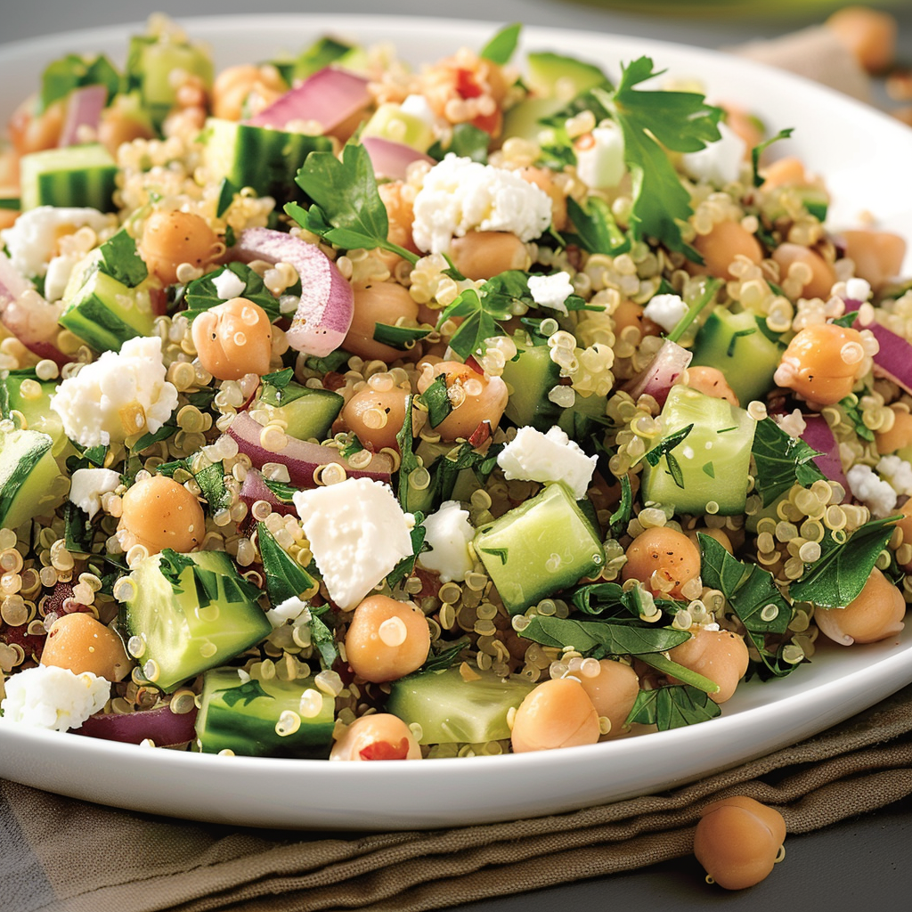 Quinoa and feta salad with herbs