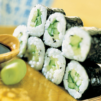 Sushi Meshi (vinegared rice) Kappa-Maki (Cucumber Roll)